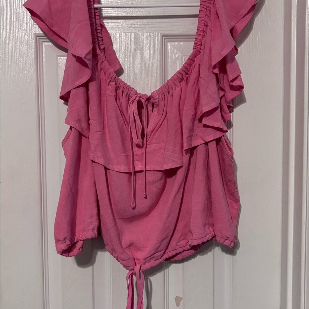Elegant Pink Ruffled Crop Top